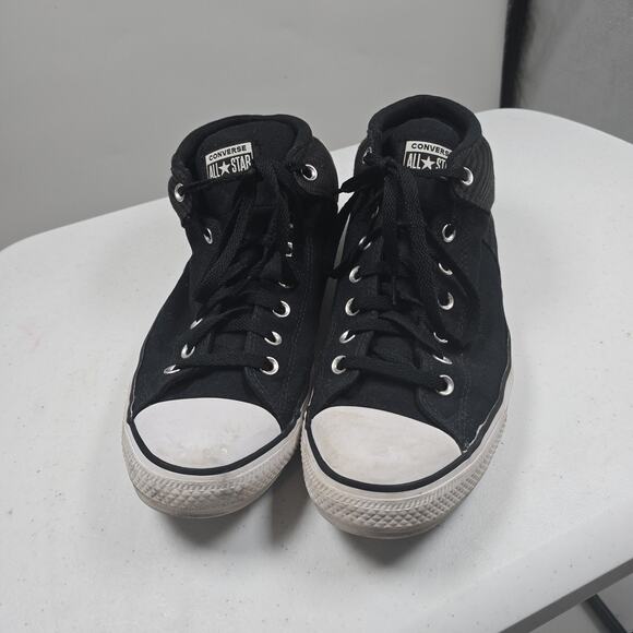 Converse Mens 12 Black Mid Top Canvas Sneakers - Picture 3 of 6